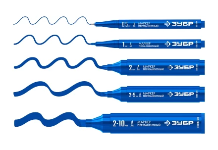 ЗУБР МП-300К синий, 2-5 мм, клиновидный перманентный маркер (06323-7) купить в Новом Уренгое