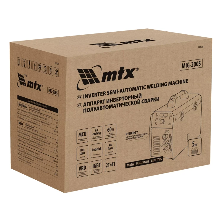 Аппарат инвертор. полуавтомат. cварки MTX MIG-200S, 200A, ПВ 60%, катушка 5 кг купить в Новом Уренгое