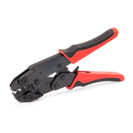 Пресс-клещи КВТ СТО+5 с 5 матрицами МПК для опрессовки разъемов, втулочных, изолированных и неизолированных наконечников (набор) (90777) купить в Новом Уренгое