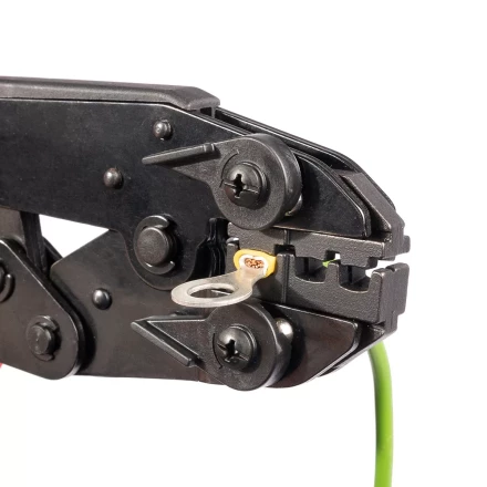 Пресс-клещи КВТ СТО+5 с 5 матрицами МПК для опрессовки разъемов, втулочных, изолированных и неизолированных наконечников (набор) (90777) купить в Новом Уренгое