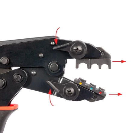Пресс-клещи КВТ СТО+5 с 5 матрицами МПК для опрессовки разъемов, втулочных, изолированных и неизолированных наконечников (набор) (90777) купить в Новом Уренгое