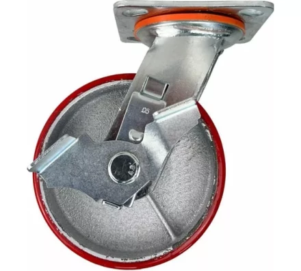 Аппаратное поворотное колесо большегрузное с тормозом HITCH 95*50 полиуретан SCpb42 (SZ085014) купить в Новом Уренгое