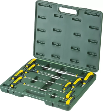 Набор KRAFTOOL Ключи &quot;INDUSTRIE&quot; имбусовые,Cr-Mo(S2),Т-образные,эргоном двухкомп рукоятка,TORX Hole 10-50,9 шт,в боксе 27455-H9 купить в Новом Уренгое