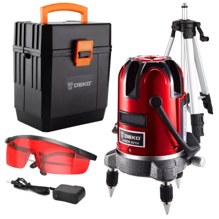 Уровень лазерный LL57 SET4 DEKO, 065-0296, в пластиковом кейсе со штативом купить в Новом Уренгое