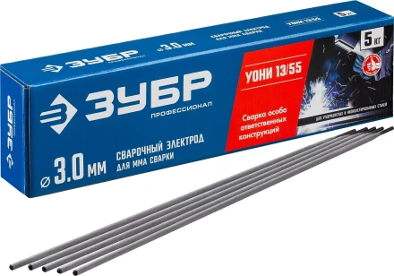 ЗУБР Д 3.0 х 350 мм, 5 кг в коробке, УОНИ 13/55 с основным покрытием, электрод сварочный, Профессионал (40025-3.0) купить в Новом Уренгое