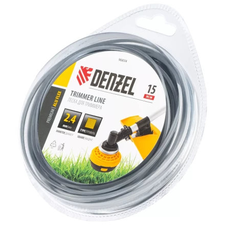 Леска для триммера армированная алюминием квадратная, 2,4мм х 15м, блистер ALUFLEX Denzel 96834 купить в Новом Уренгое