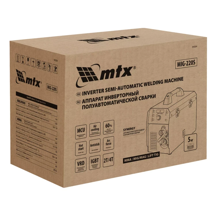 Аппарат инвертор. полуавтомат. cварки MTX MIG-220S 94304, 220A, ПВ 60%, катушка 5 кг купить в Новом Уренгое
