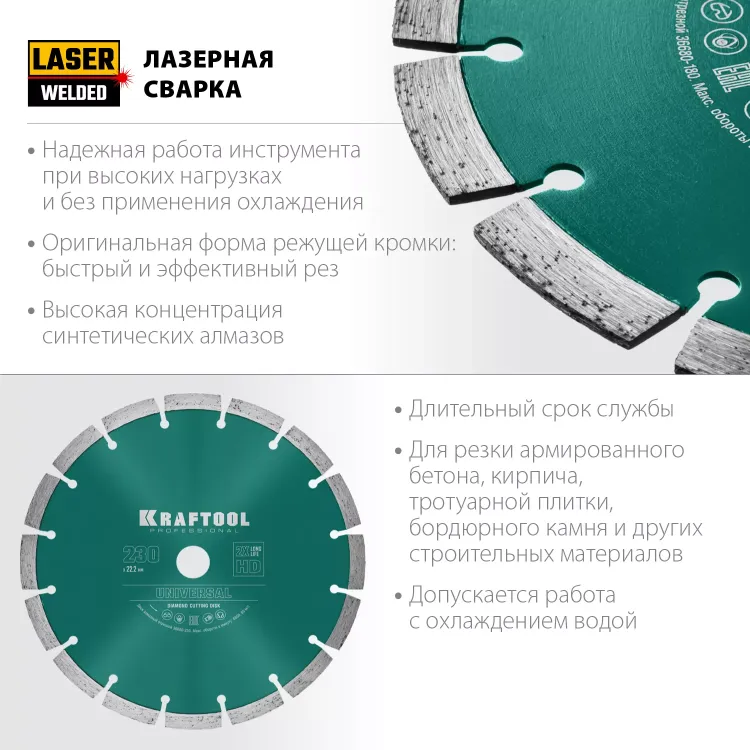 Диск алмазный отрезной для УШМ UNIVERSAL 36680-230 купить в Новом Уренгое