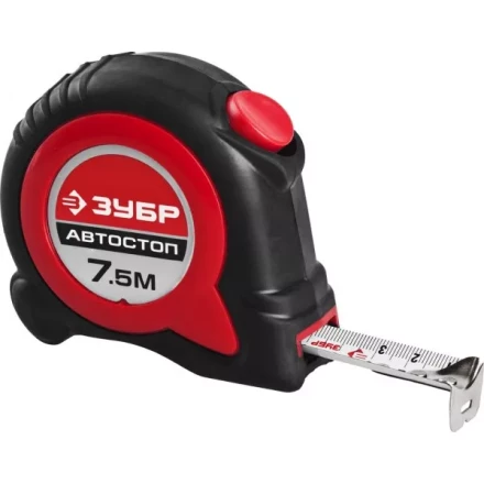 Рулетка ЗУБР &quot;МАСТЕР&quot;, двухкомпонентный корпус, автостоп, 7,5м/25мм 34052-08-25 купить в Новом Уренгое