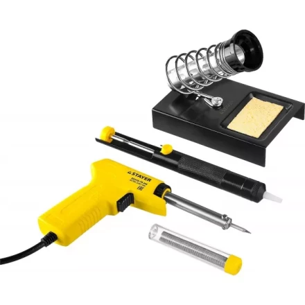 Набор для паяльных работ STAYER &quot;PROFI&quot; PROTerm, 55315-70-H4 паяльник 55307 + подставка + припой + шприц, 60 Вт 55315-70-H4 купить в Новом Уренгое
