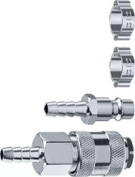 ЗУБР (штуцер елочка, 8 мм - рапид муфта) + (рапид штуцер-штуцер елочка, 8 мм) + (обжимные хомуты 2 шт), набор, Профессионал (64920-08-H)