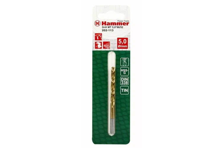 Сверло по металлу HAMMER Ф5х86мм (DR MT 5,0мм*86/52мм) купить в Новом Уренгое