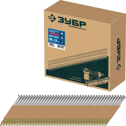 ЗУБР SN34 (D34) 50 х 2.8 мм, реечные гвозди рифленые оцинкованные, 5000 шт (305399-50) купить в Новом Уренгое