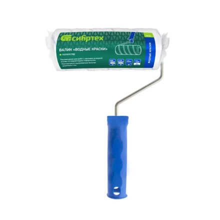 Валик &quot;Водные краски&quot;, 180 мм, ворс 12 мм, D - 48 мм, D ручки - 6 мм, полиэстер Сибртех 80186 купить в Новом Уренгое