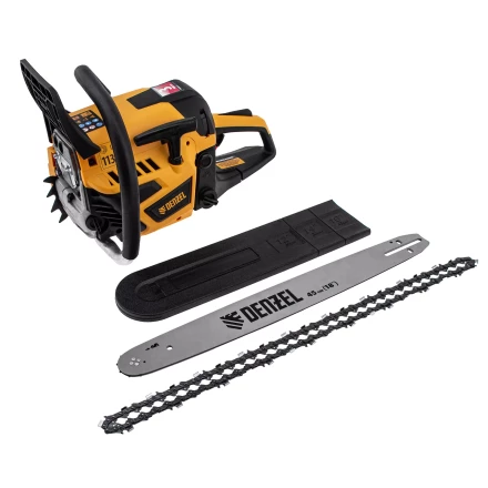 Пила цепная бензиновая Denzel DS-5218, шина 45 см, 52 см3, 3 л.с, шаг 0,325, паз 1,5 мм, 72 звена 95237 купить в Новом Уренгое