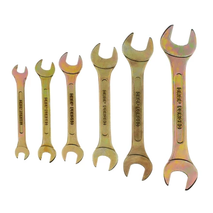 Набор ключей рожковых 6-17 мм, 6 шт, желтый цинк Сибртех 15279 купить в Новом Уренгое