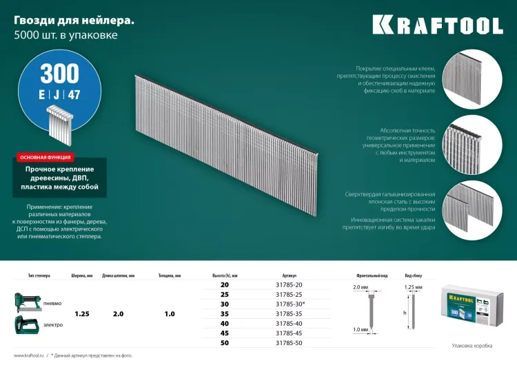 Гвозди тип 18GA (47 / 300 / F) 5000 шт 31785-50 купить в Новом Уренгое