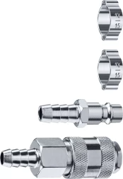 ЗУБР (штуцер елочка, 10 мм - рапид муфта) + (рапид штуцер-штуцер елочка, 10 мм) + (обжимные хомуты 2 шт), набор, Профессионал (64920-10-H)