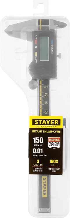 Штангенциркуль STAYER "MASTER" электронный, направляющая из композитных матер. на основе углеродного волокна, пластик корпус, шаг измерения 0,1, 150мм 34411-150 купить в Новом Уренгое
