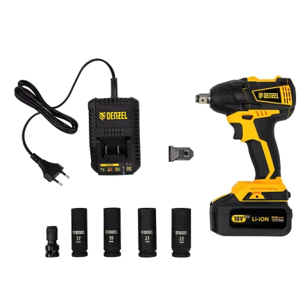 Гайковерт ударный аккумуляторный бесщет CIW-IB-300, Li-ion, 18В, 300Нм// Denzel 26501 купить в Новом Уренгое