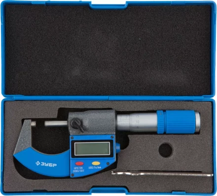 Микрометр ЗУБР &quot;ЭКСПЕРТ&quot; гладкий цифровой, МКЦ 25, диапазон 0-25мм, шаг измерения 0,001мм 34482-25_z01 купить в Новом Уренгое