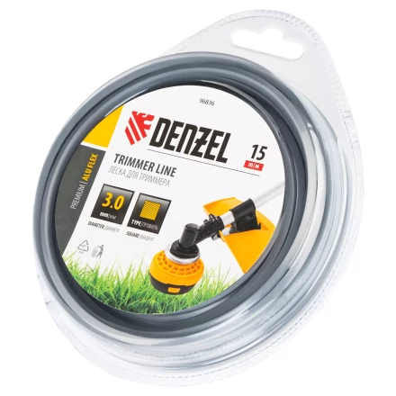 Леска для триммера армированная алюминием квадратная Denzel 3,0мм х 15м, блистер ALUFLEX 96836 купить в Новом Уренгое