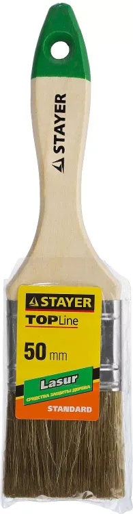 Кисть плоская STAYER "LASUR-STANDARD", смешанная (натуральная и искусственная) щетина, деревянная ручка, 50мм 01031-50 купить в Новом Уренгое