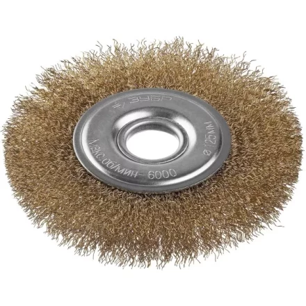 ЗУБР &quot;ПРОФЕССИОНАЛ&quot;. Щетка дисковая для УШМ, витая стальная латунированная проволока 0,3мм, 125х22мм 35187-125_z01 купить в Новом Уренгое