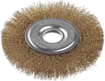ЗУБР &quot;ПРОФЕССИОНАЛ&quot;. Щетка дисковая для УШМ, витая стальная латунированная проволока 0,3мм, 125х22мм 35187-125_z01 купить в Новом Уренгое