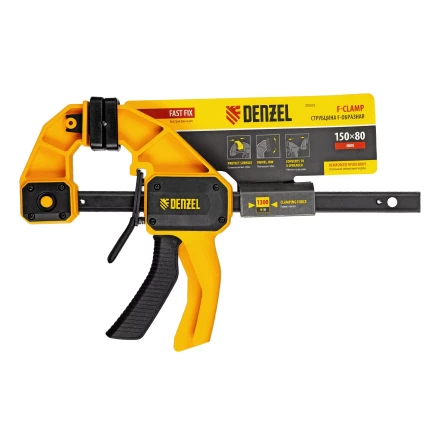 Струбцина F-образная Denzel, быстрозажимная, 150 х 80 мм, усиленный нейлоновый корпус 20505 купить в Новом Уренгое