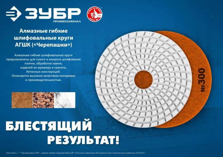 ЗУБР 100 мм, №400, мокрое шлифование, алмазный гибкий шлифовальный круг АГШК, Профессионал (29866-400) купить в Новом Уренгое