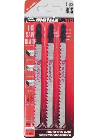 Полотна для электролобзика по дереву 3 шт 50 х 1,2мм HCS EU - хвостовик MATRIX 78140 купить в Новом Уренгое