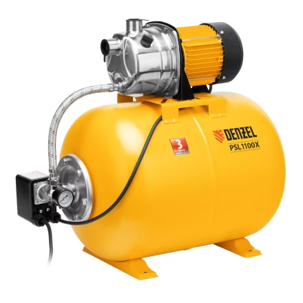 Насосная станция Denzel 97311, PSL1100X, 1100 Вт, 3600 л/ч, ресивер 50 л, подъем 45 м, нержавейка купить в Новом Уренгое