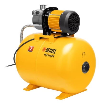 Насосная станция Denzel 97311, PSL1100X, 1100 Вт, 3600 л/ч, ресивер 50 л, подъем 45 м, нержавейка купить в Новом Уренгое