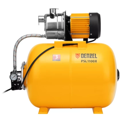 Насосная станция Denzel 97311, PSL1100X, 1100 Вт, 3600 л/ч, ресивер 50 л, подъем 45 м, нержавейка купить в Новом Уренгое