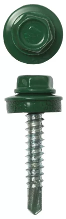 Саморезы ЗУБР &quot;ПРОФЕССИОНАЛ&quot; окраш., RAL 6002 зелен. лист, для крепл. кров. матер. к дерев. обреш., 4.8х29мм, 2500шт 4-300310-48-029-6002 купить в Новом Уренгое