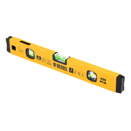 Уровень алюминиевый Denzel 33690, магнит., фрезерованный, 3 глазка (1 зеркал.), 0,5 мм/м, 400 мм купить в Новом Уренгое