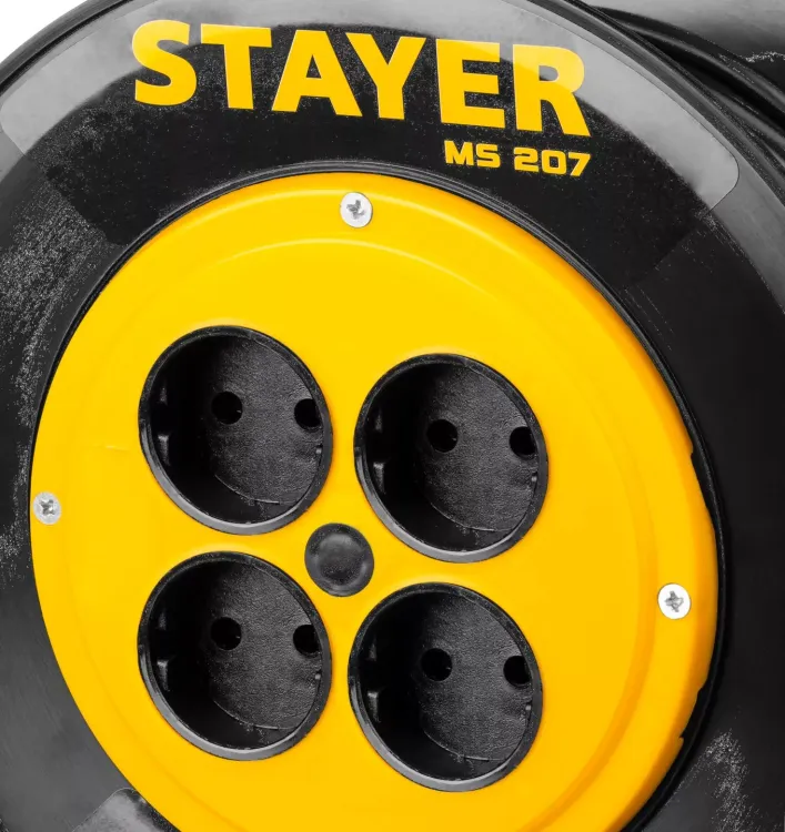 Удлинитель на катушке "MS 207", 50 м, 2200 Вт, 4 гнезда, ПВС 2x0,75 мм2, STAYER 55073-50 купить в Новом Уренгое