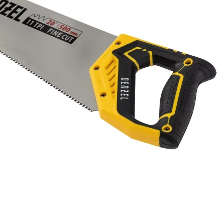 Ножовка по дереву, 500 мм, 9 TPI, зуб 3D, двухкомпонентная рукоятка Denzel 24147 купить в Новом Уренгое