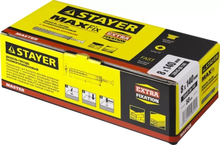 Дюбель-гвоздь полипропиленовый, потайный бортик, 8 x 140 мм, 50 шт, STAYER Master 30645-08-140 30645-08-140 купить в Новом Уренгое