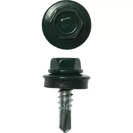 Саморезы ЗУБР &quot;ПРОФЕССИОНАЛ&quot; окраш., RAL 6005 зелен. насыщен., для крепл. кров. матер. к металл. констр., 5.5x19мм, 500шт 4-300315-55-019-6005 купить в Новом Уренгое