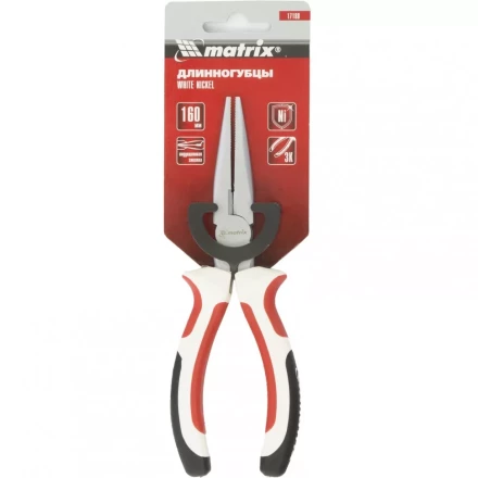 Длинногубцы White Nickel 160 мм прямые никелированные трехкомпонентные рукоятки MATRIX 17188 купить в Новом Уренгое