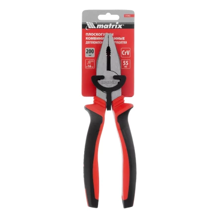 Плоскогубцы комбинированные Matrix, 200 мм, хром-ванадий, двухкомпонентные рукоятки, 17092 купить в Новом Уренгое