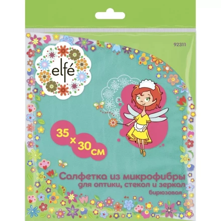 Салфетка из микрофибры для оптики стекол и зеркал бирюзовая 350х300 мм Elfe 92311 купить в Новом Уренгое
