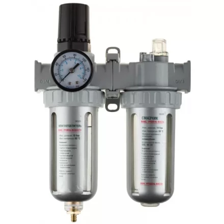 Набор аксессуаров KRAFTOOL "INDUSTRIE QUALITAT" для пневмосистем: манометр, влагоотделитель, смазчик 6505 купить в Новом Уренгое