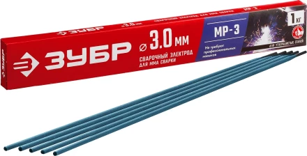 ЗУБР Д 3.0 х 350 мм, 1 кг в коробке, МР-3 рутиловый, электрод сварочный (40011-3.0) купить в Новом Уренгое