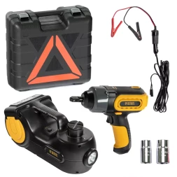 Домкрат электрогидравлический «3 в 1» (1,5 т), 12В, с гайковертом электрическим, в наборе Denzel 51190