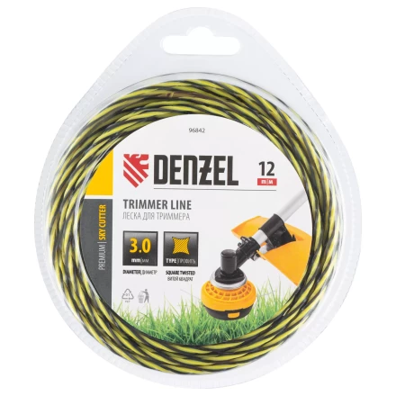 Леска для триммера двухкомпонентная витая квадратная, 3,0мм х 12м, блистер SkyCutter Denzel 96842 купить в Новом Уренгое
