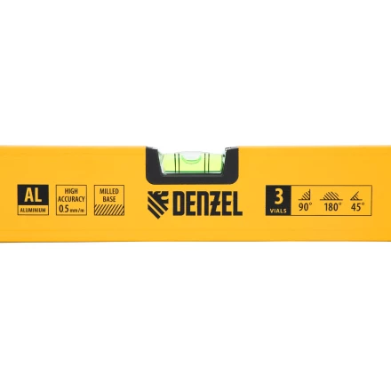 Уровень алюминиевый Denzel, магнит, фрезерованный, 3 глазка (1 зеркал.), 0,5 мм/м, 1000 мм, 33693 купить в Новом Уренгое