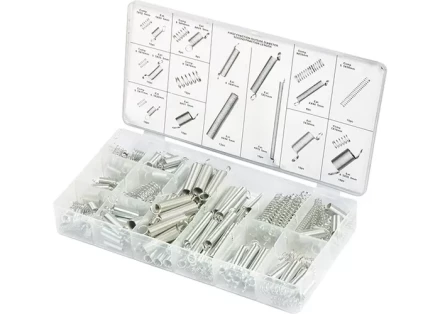 Набор пружин 5,5х17, 5,5х35, 6,5х10, 7х12,5, 7х19, 9х35, 9,5х16, 9,5х19 мм 200 предметов СИБРТЕХ 47602 купить в Новом Уренгое